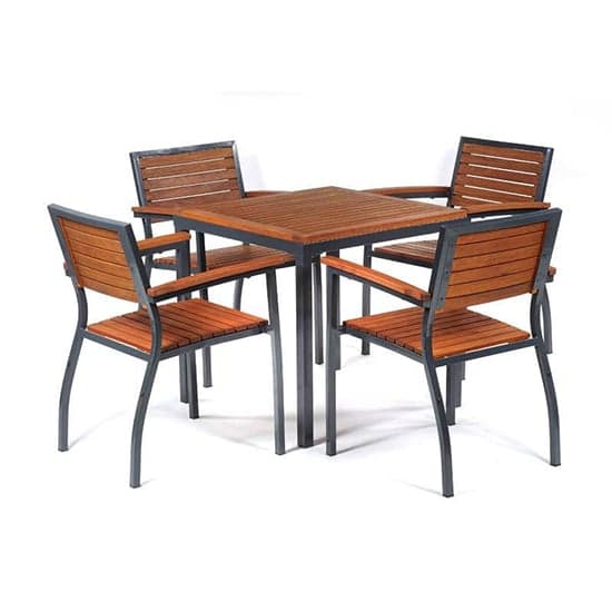 Dylan Hardwood Dining Table Square With 4 Arm Chairs_1