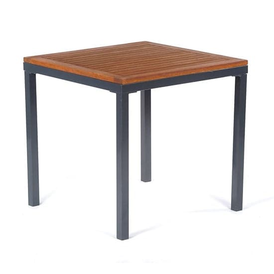 Dylan Hardwood Dining Table Square In Brown With Metal Frame_1