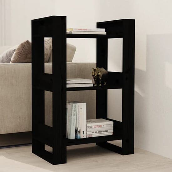 Dylon Pine Wood Bookcase And Room Divider In Black_2