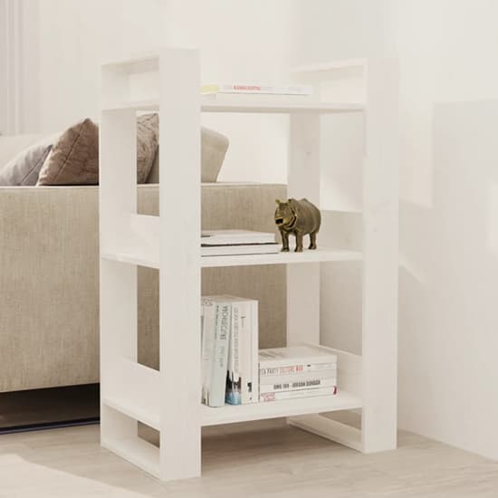 Dylon Pine Wood Bookcase And Room Divider In White_2