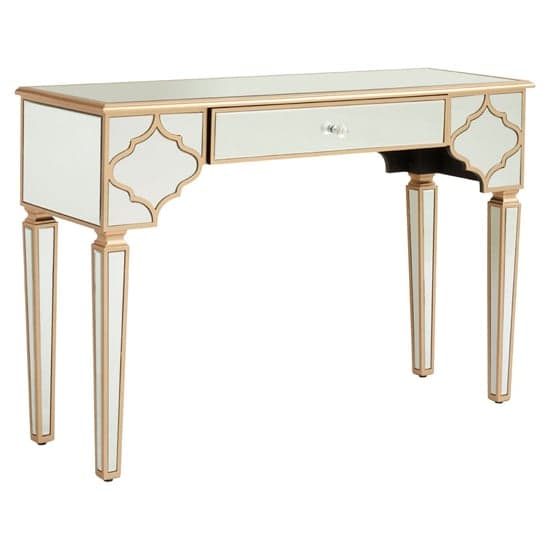 Dziban Mirrored Glass Console Table With 1 Drawer In Gold_1