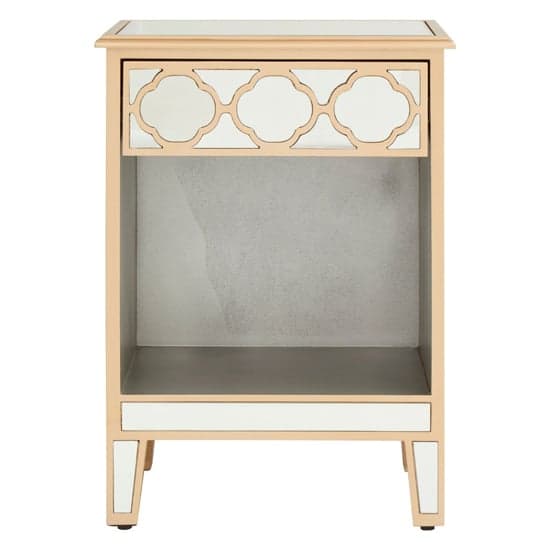 Dziban Mirrored Glass Side Table With 1 Drawer In Gold_2