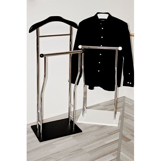 Eagar Metal Valet Stand In Chrome With Black Wooden Base_2