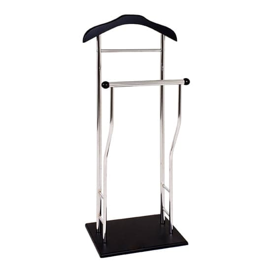 Eagar Metal Valet Stand In Chrome With Black Wooden Base_1