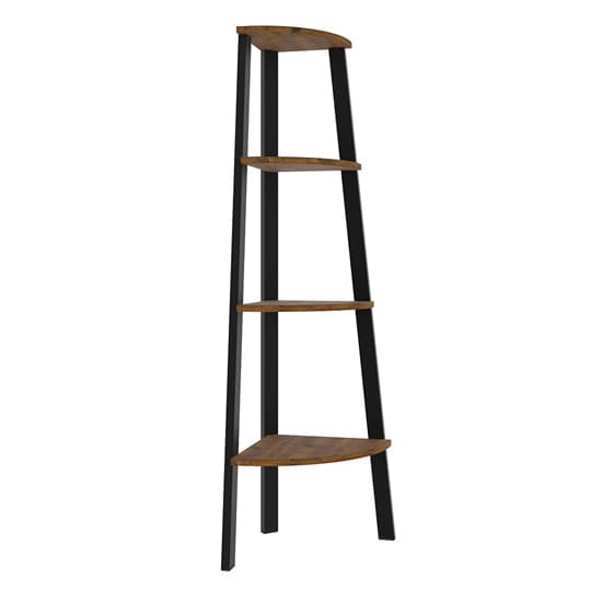 Elaina Rustic Wooden Corner Shelving Unit In Vintage Pine Furniture