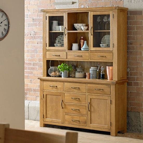 Earls Wooden Extra Large Display Cabinet In Chunky Solid Oak_1