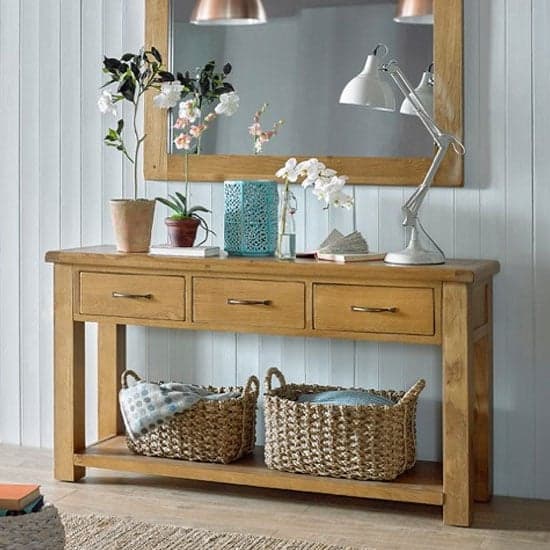 Earls Wooden Large Console Table In Chunky Solid Oak_1