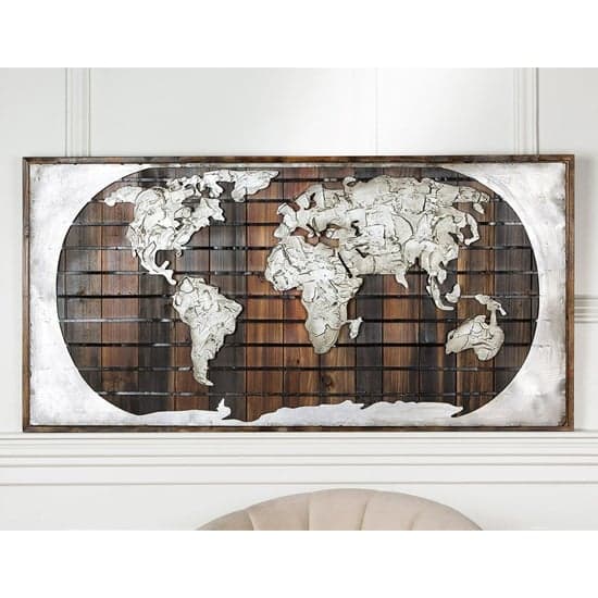 Earth Picture Metal Wall Art In Brown And Silver_1