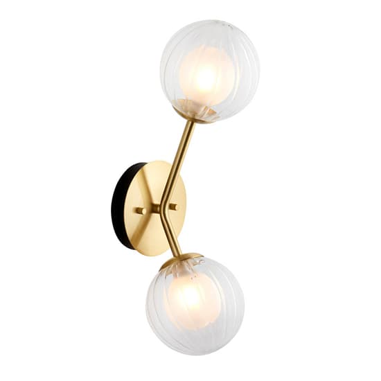 Easton Clear Ribbed And Frosted Glass Wall Light In Satin Brass_7