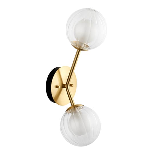 Easton Clear Ribbed And Frosted Glass Wall Light In Satin Brass_8