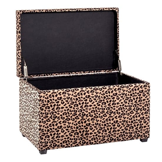 Eastroy Fabric Upholstered Storage Ottoman In Leopard Print_2
