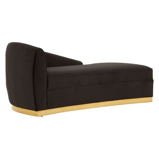 Batoz Velvet Left Arm Lounge Chaise With Gold Base In Black_2