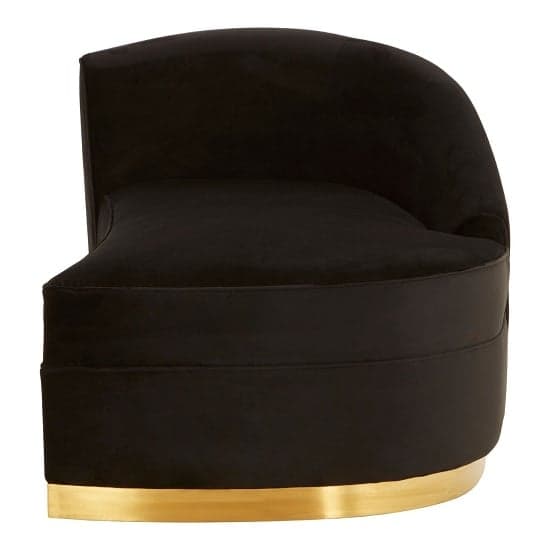 Batoz Velvet Left Arm Lounge Chaise With Gold Base In Black_5
