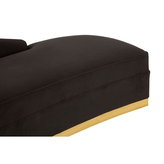 Batoz Velvet Left Arm Lounge Chaise With Gold Base In Black_8