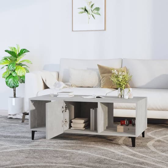 Ebco Wooden Coffee Table With 1 Door In Concrete Effect_2