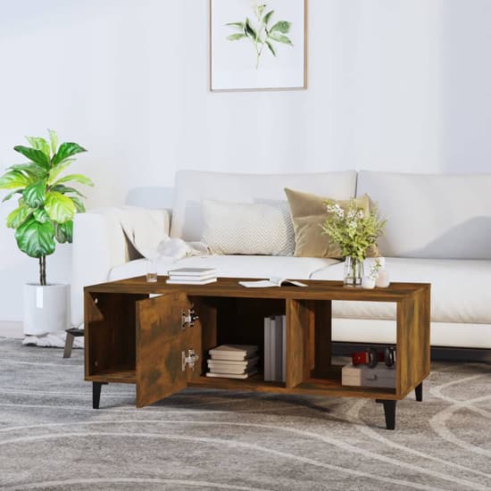 Ebco Wooden Coffee Table With 1 Door In Smoked Oak_2