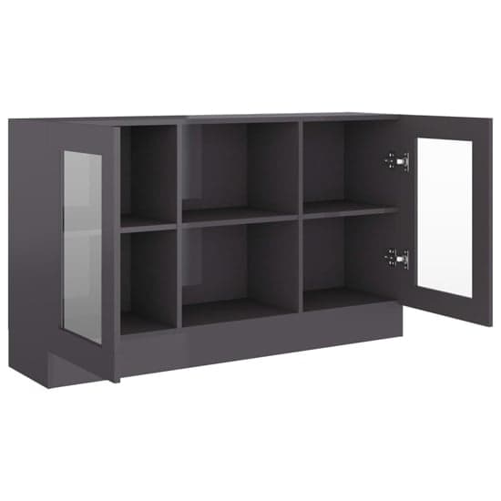 Ebru High Gloss Display Cabinet With 2 Doors In Grey_4