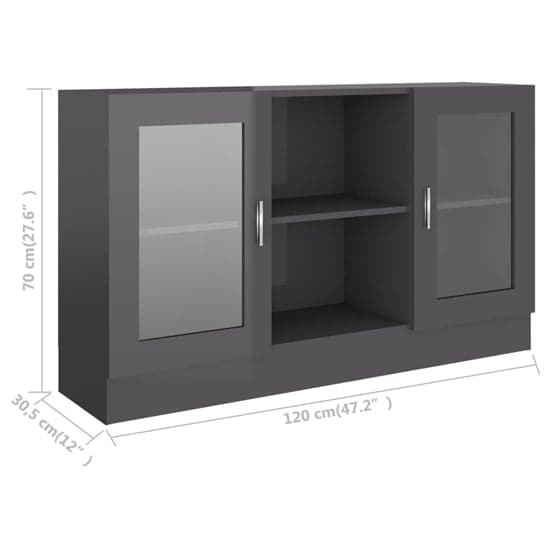 Ebru High Gloss Display Cabinet With 2 Doors In Grey_6