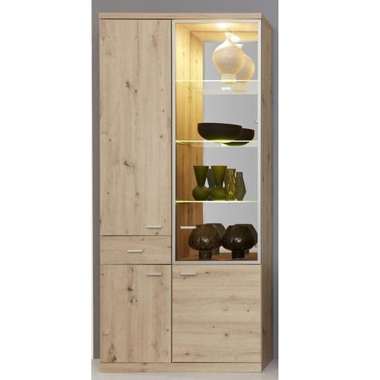 Echo Large LED Display Cabinet In Artisan Oak With 4 Doors_1