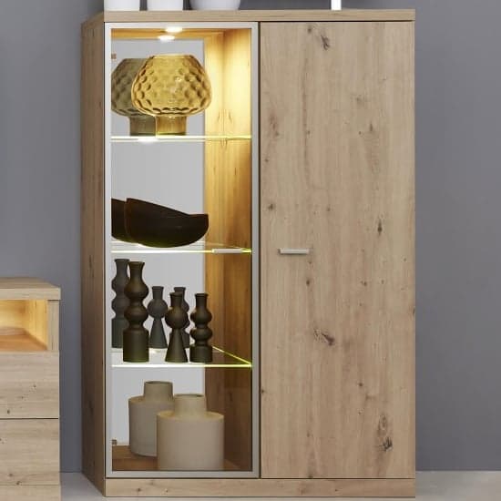 Echo LED Display Cabinet In Artisan Oak With 2 Doors_1