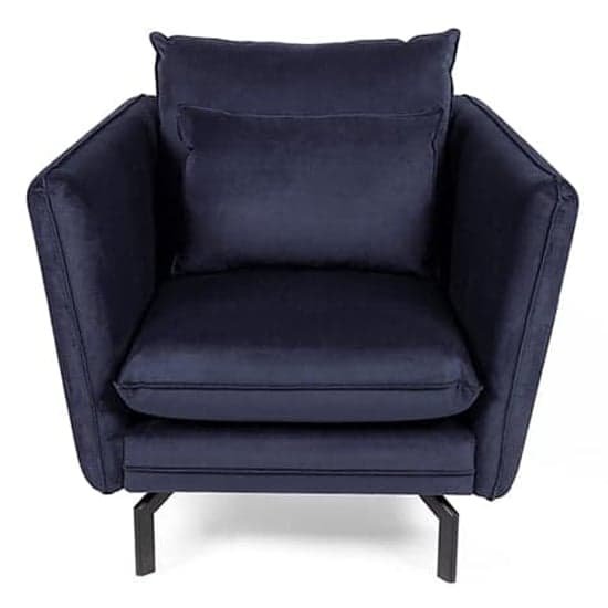 Edel Fabric 1 Seater Sofa With Black Metal Legs In Navy_2