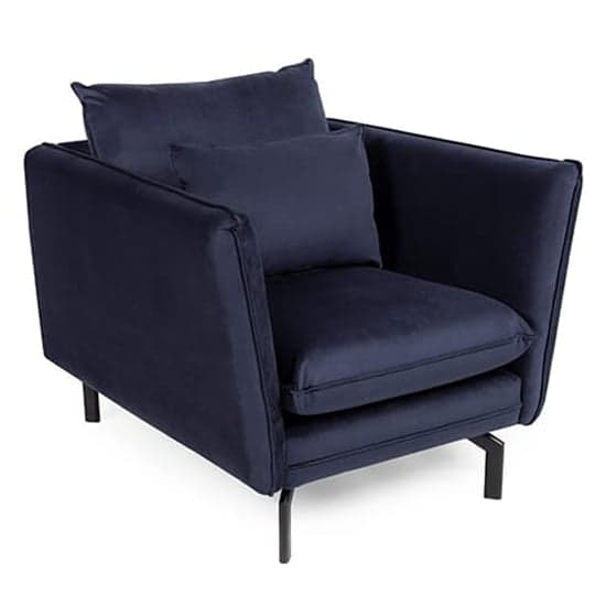 Edel Fabric 1 Seater Sofa With Black Metal Legs In Navy_1