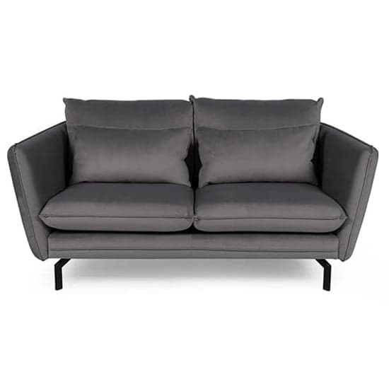 Edel Fabric 2 Seater Sofa With Black Metal Legs In Grey_2