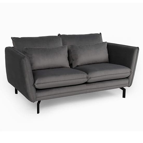 Edel Fabric 2 Seater Sofa With Black Metal Legs In Grey_1