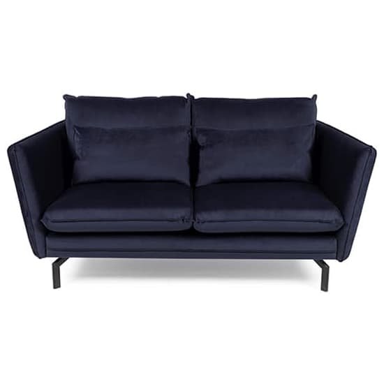 Edel Fabric 2 Seater Sofa With Black Metal Legs In Navy Furniture in