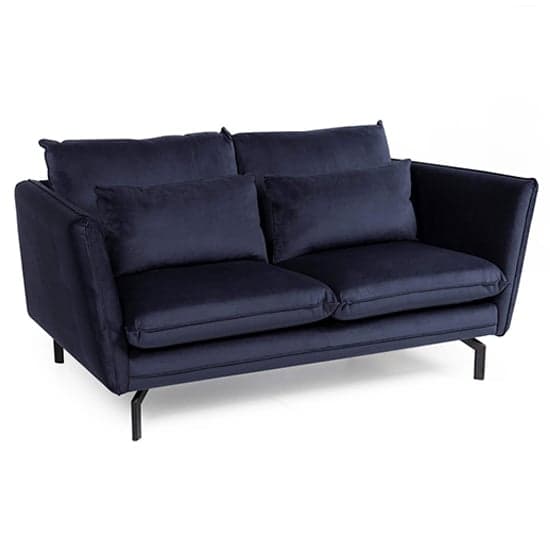 Edel Fabric 2 Seater Sofa With Black Metal Legs In Navy_1