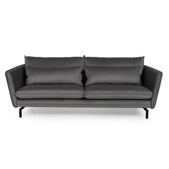 Edel Fabric 3 Seater Sofa With Black Metal Legs In Grey_2