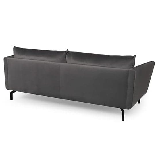 Edel Fabric 3 Seater Sofa With Black Metal Legs In Grey_3