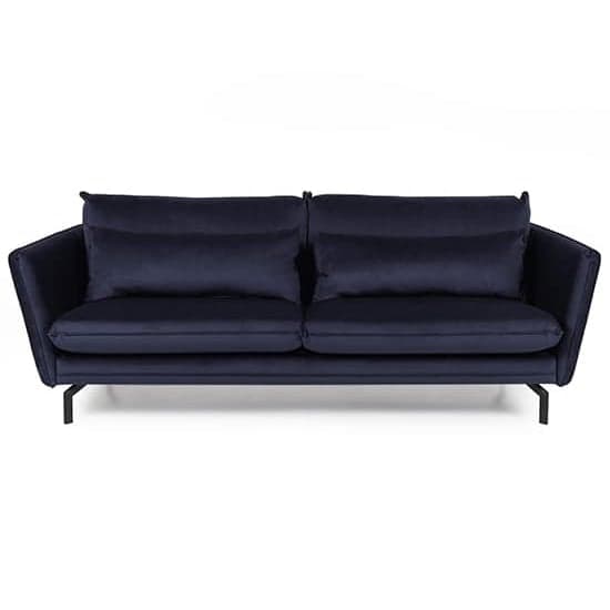 Edel Fabric 3 Seater Sofa With Black Metal Legs In Navy_2
