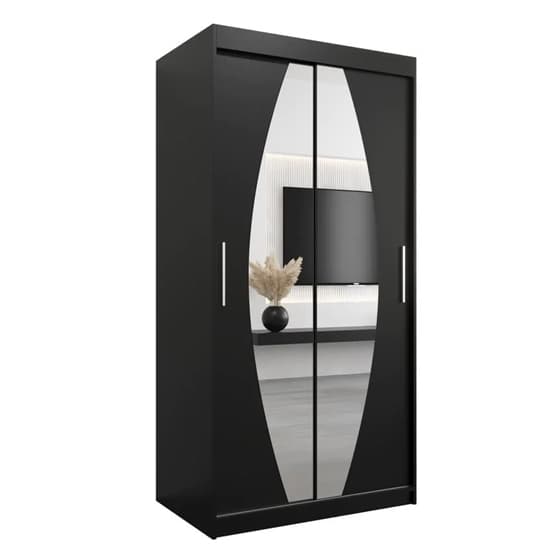 Eden Mirrored Wardrobe 2 Sliding Doors 100cm In Black_4