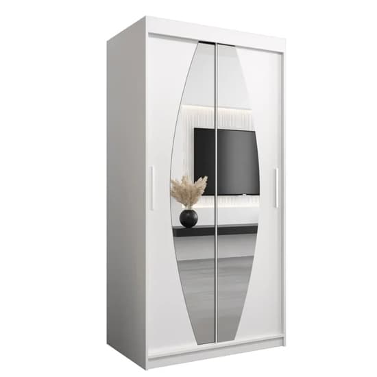 Eden Mirrored Wardrobe 2 Sliding Doors 100cm In White_4