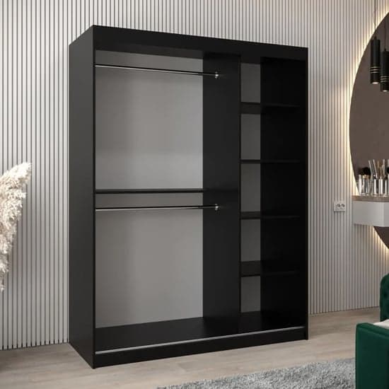 Eden Mirrored Wardrobe 2 Sliding Doors 150cm In Black_2