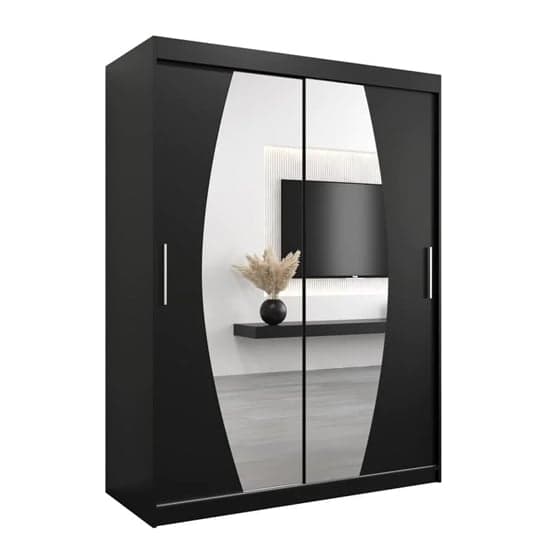 Eden Mirrored Wardrobe 2 Sliding Doors 150cm In Black_4