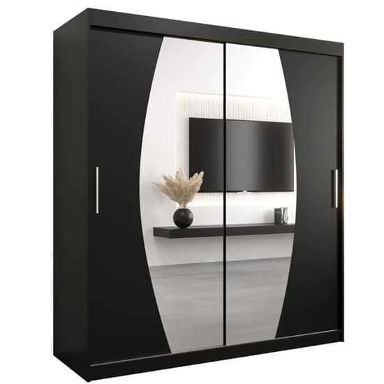 Eden Mirrored Wardrobe 2 Sliding Doors 180cm In Black_4