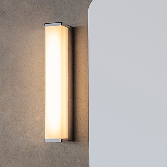 Edge Small White Polycarbonate Shade Wall Light In Chrome_3