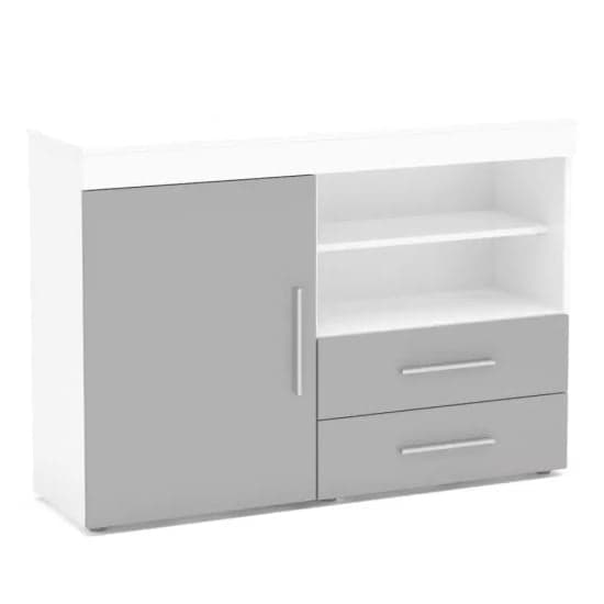 Edged High Gloss Sideboard In Grey And White_2