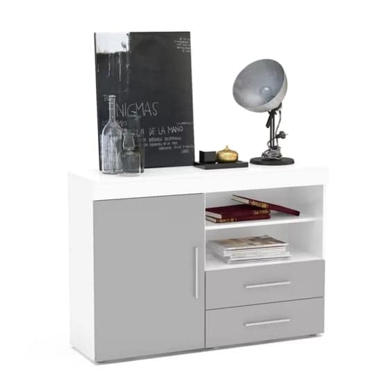 Edged High Gloss Sideboard In Grey And White_3