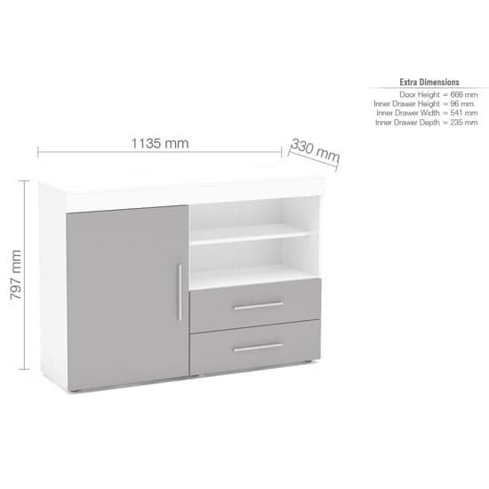 Edged High Gloss Sideboard In Grey And White_4