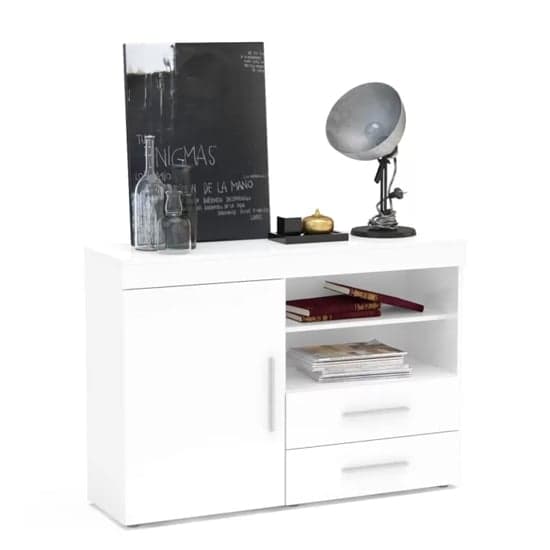 Edged High Gloss Sideboard In White_3