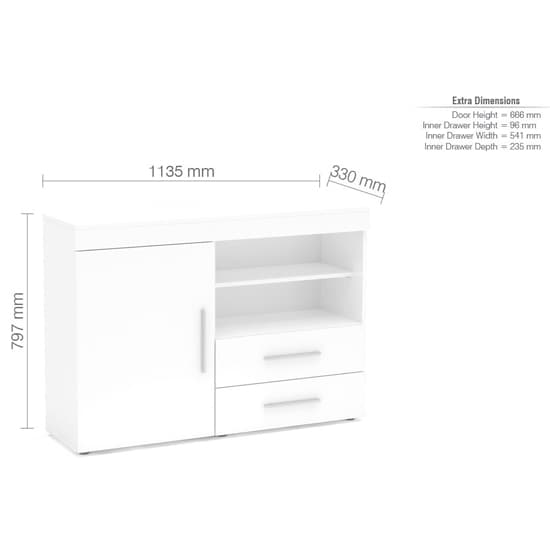 Edged High Gloss Sideboard In White_4