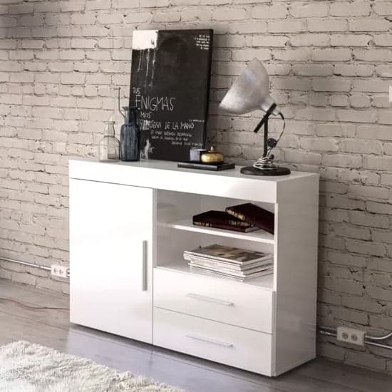 Edged High Gloss Sideboard In White_1