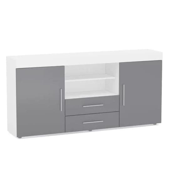 Edged High Gloss TV Sideboard In Grey And White_5