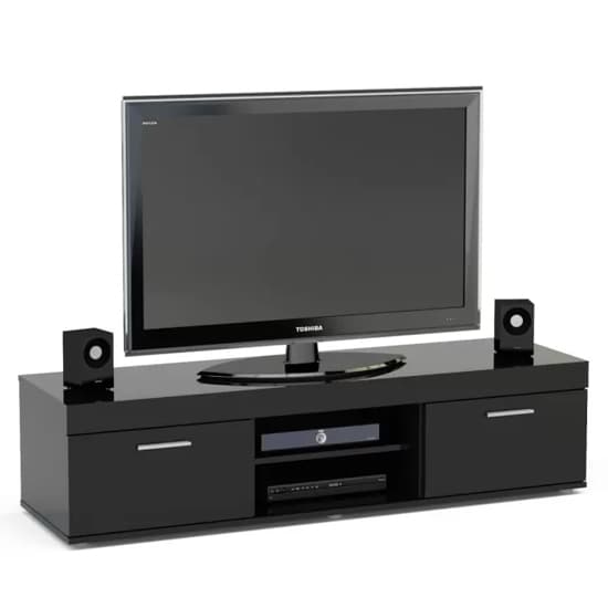 Edged High Gloss TV Stand Large In Black Furniture in Fashion