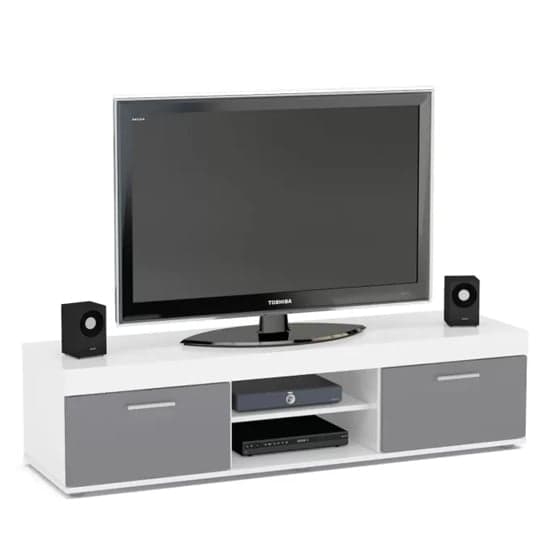 Edged High Gloss TV Stand Large In Grey And White_2