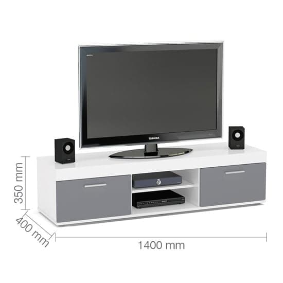 Edged High Gloss TV Stand Large In Grey And White_3