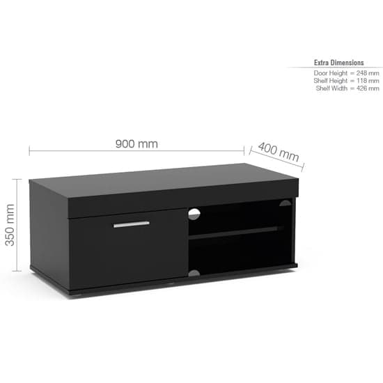 Edged High Gloss TV Stand Small In Black_4